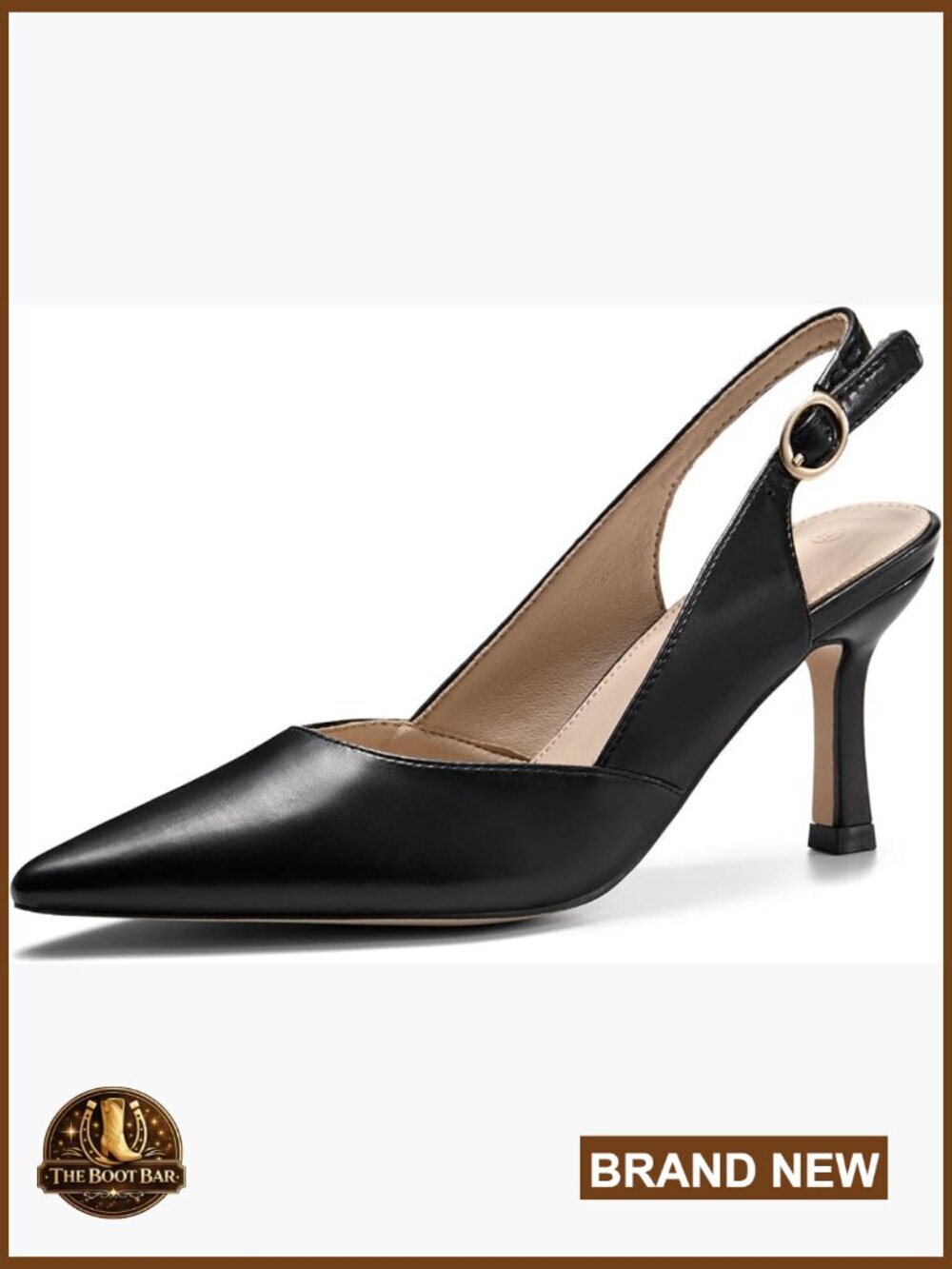 Women's Slingback Kitten Heels Pointed Toe Backless Pumps Dress Shoes